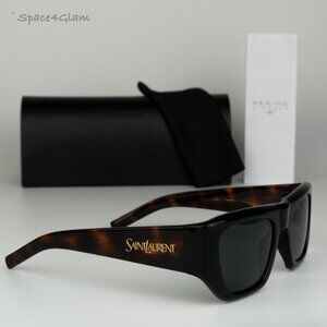 BRAND NEW Saint Laurent SL740 004 Black Havana Square Unisex Sunglasses
